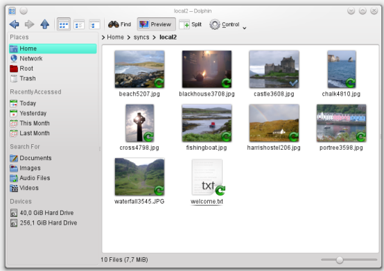 KDE&rsquo;s Dolphin with overlay icons for ownCloud