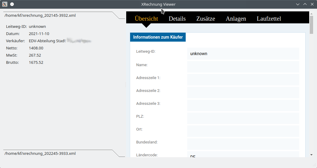 XRechnung Invoices Viewer